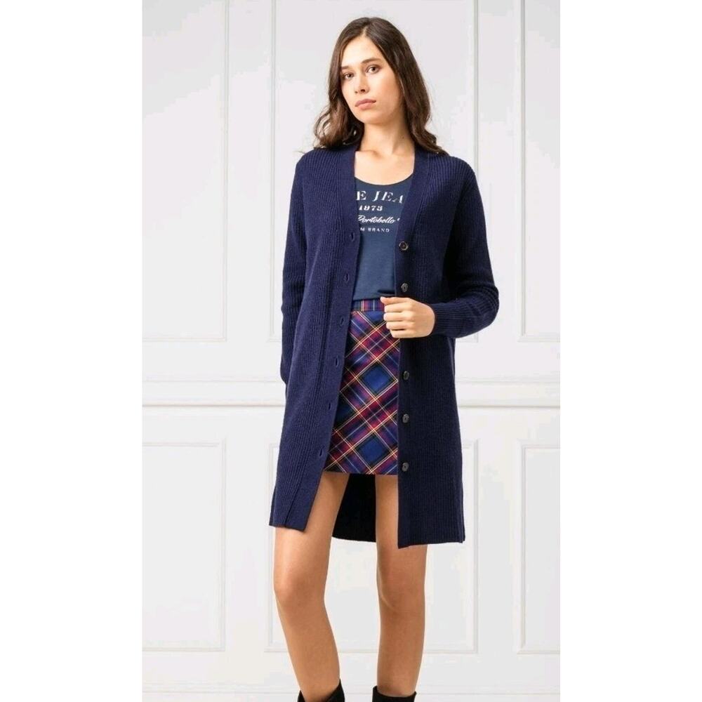Polo Ralph Lauren Womens Small Knit Wool Cashmere Long Cardigan Sweater Blue New